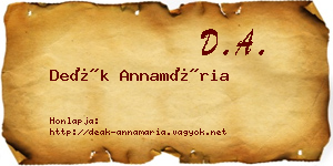 Deák Annamária névjegykártya